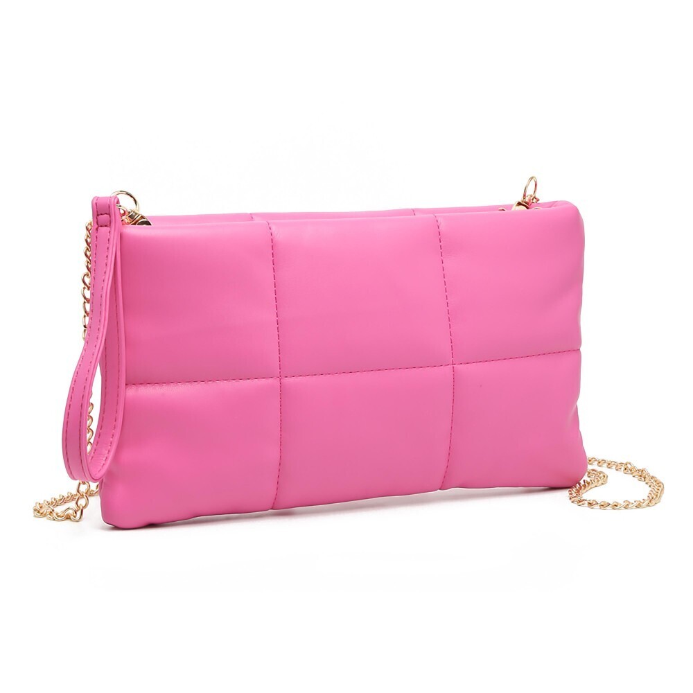 Faux Leather Puff Crossbody, Color: Pink