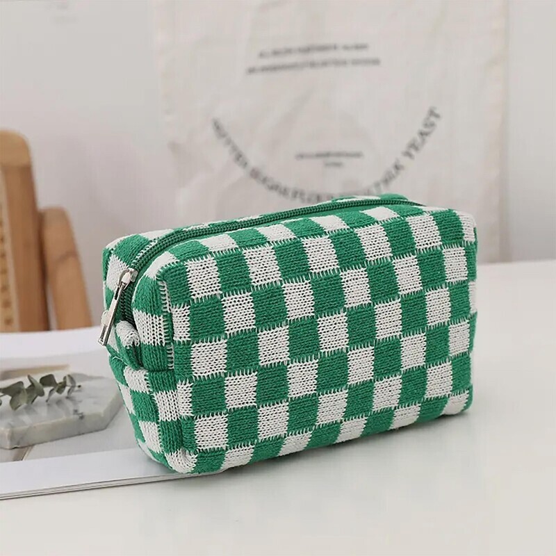 Checkered Cosmetic Bag
