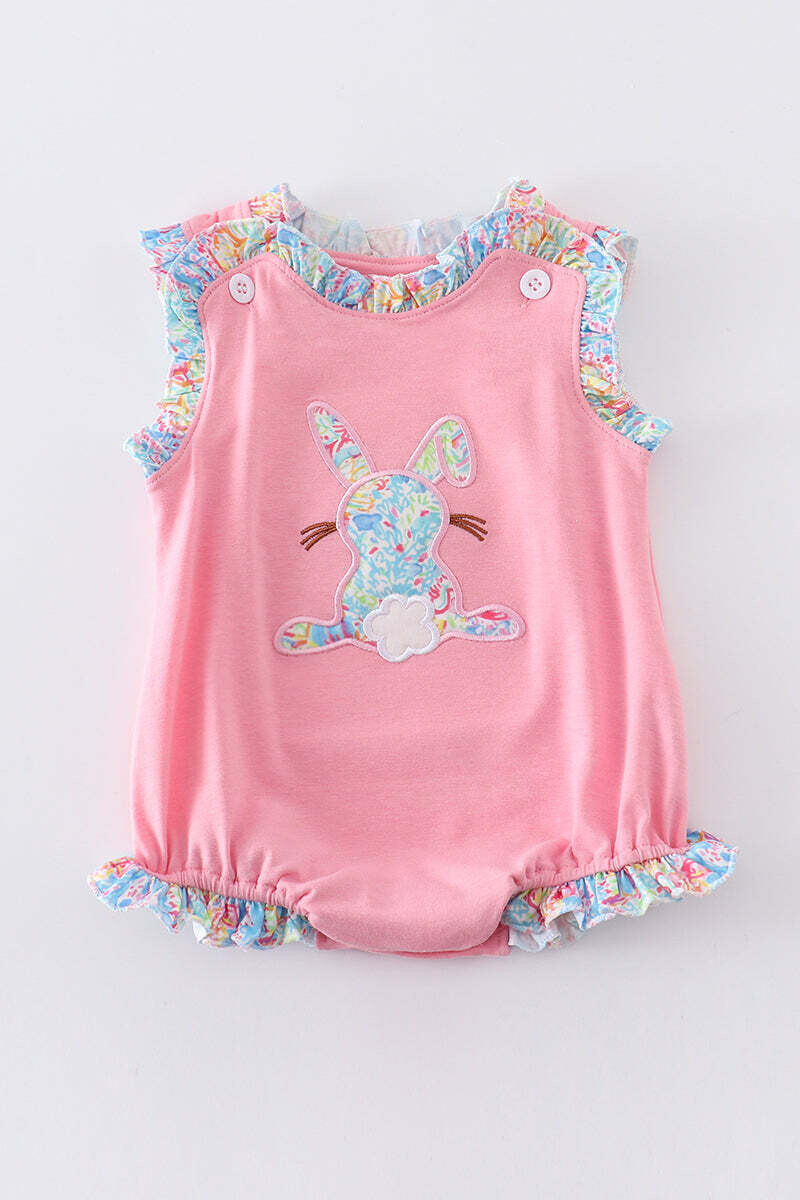 Children's Easter Bunny Pink Lily Print Bubble, Size: 6 Month
