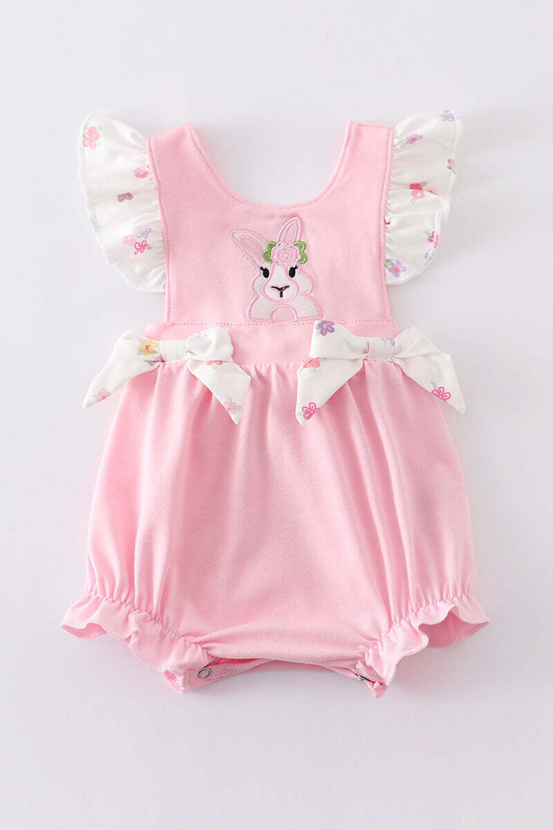 Children's Easter Bunny Pink with Bows Bubble, Size: 6 Month