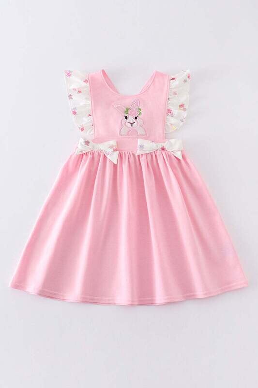 Children's Easter Bunny Pink with Bows Dress, Size: 2