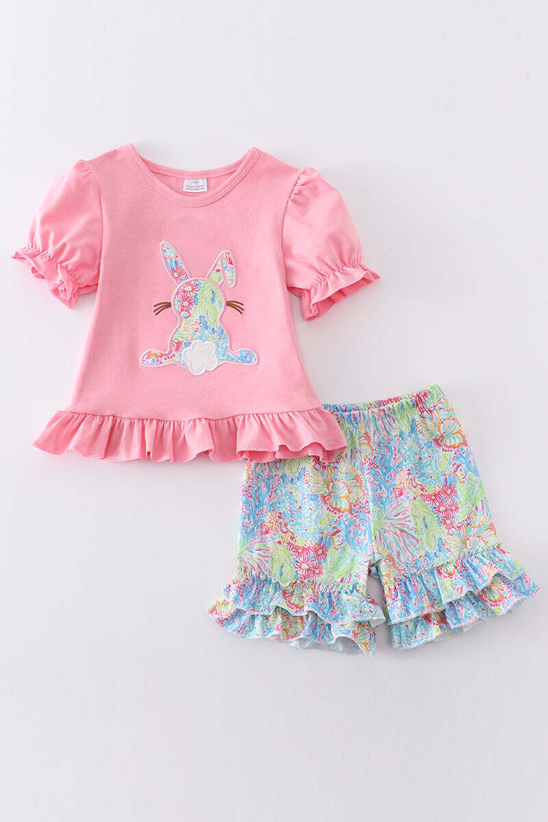 Children's Easter Bunny Pink Lily Print Set, Size: 2
