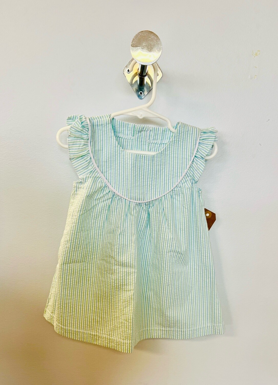 Childrens Seersucker Dress - Turquoise/Mint