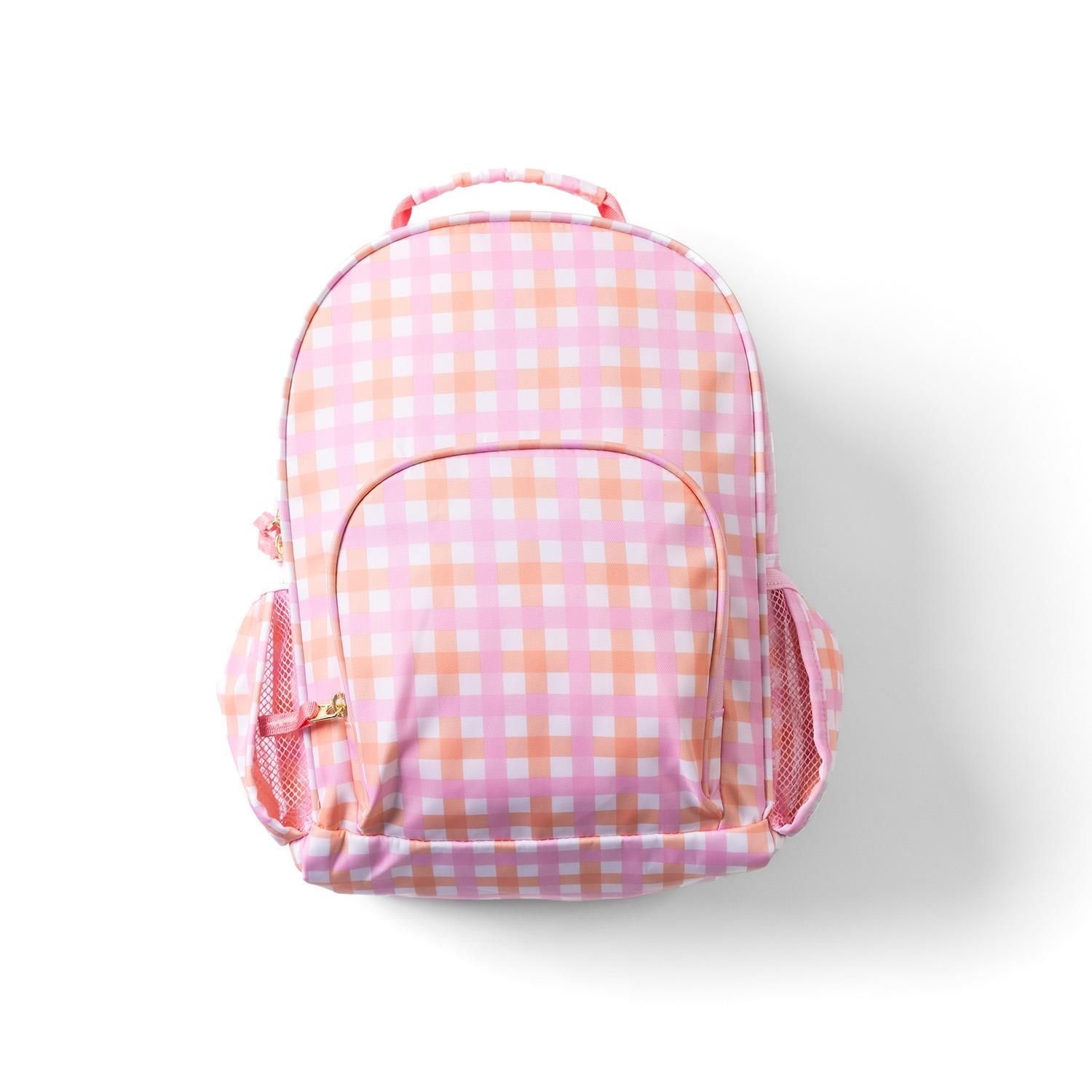 Kid's Backpack - Patterned, Backpack Pattern: Pink/Orange Check