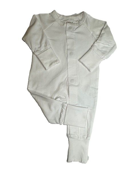 Baby Sleeper with Picot Trim, Size/Color: White, 3 Month