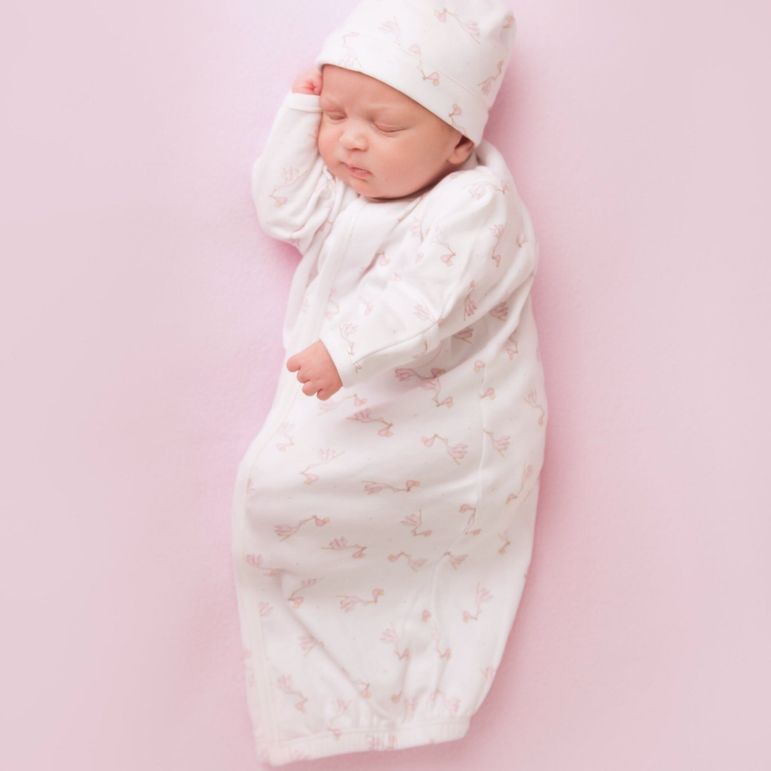 Stork Print Baby Gown