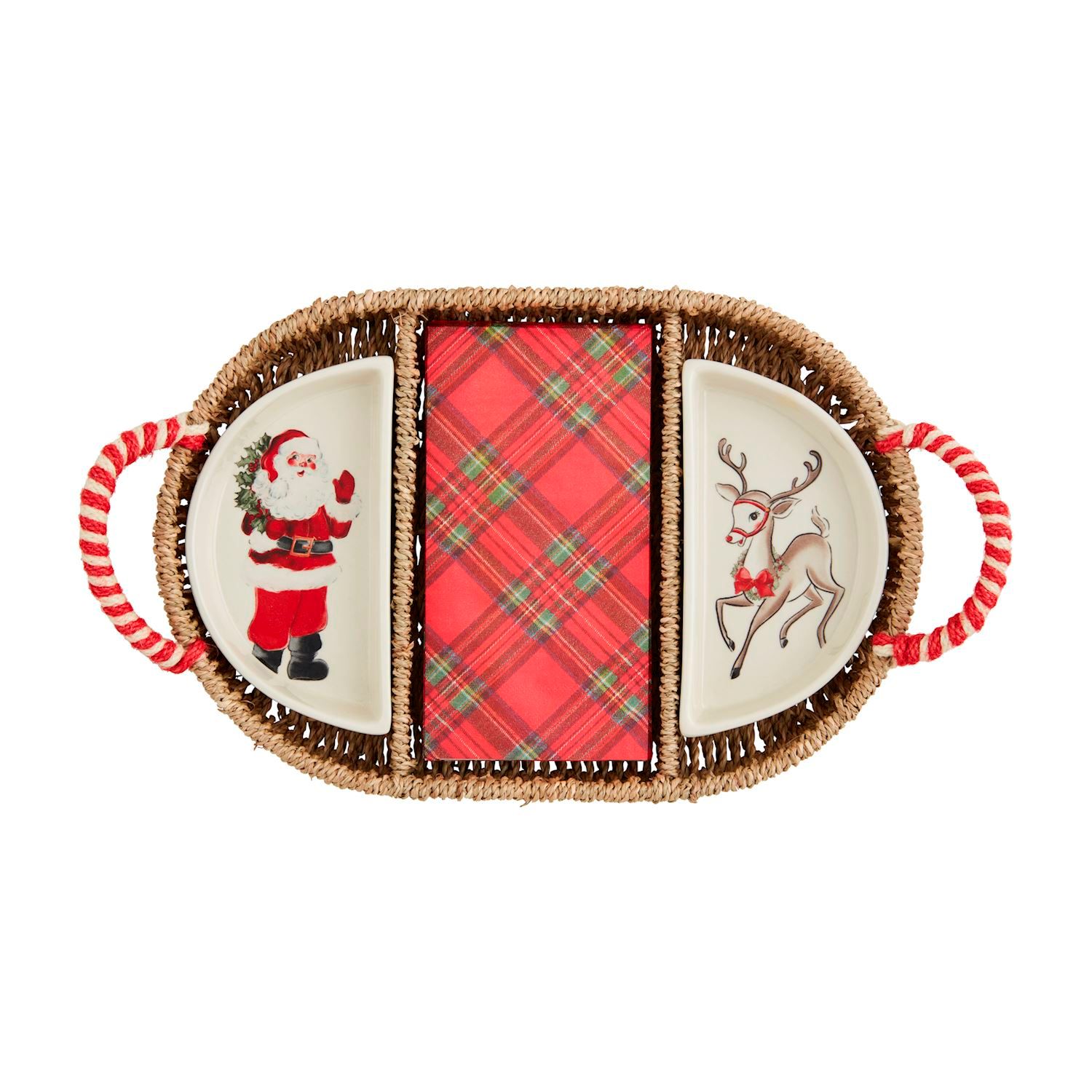Serving Basket Set - Christmas, Napkin Pattern: Plaid Napkins