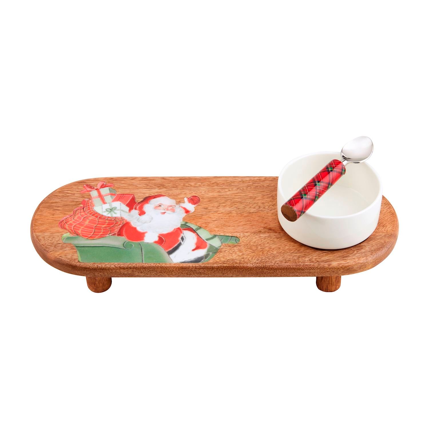 Christmas Wooden Santa Tray + Dip Set