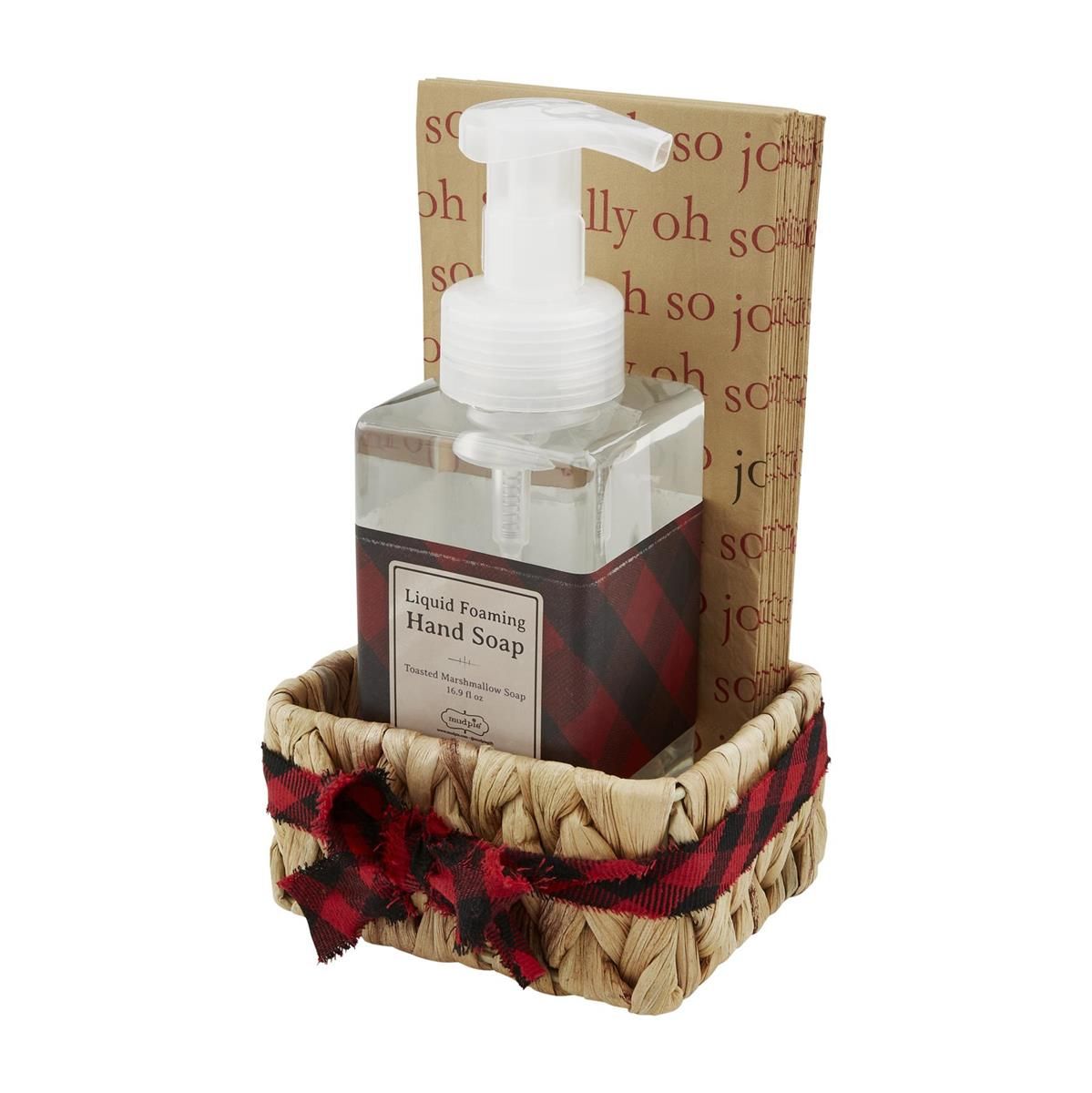 Christmas Hand Soap and Napkin Set, Colors: Red and Black