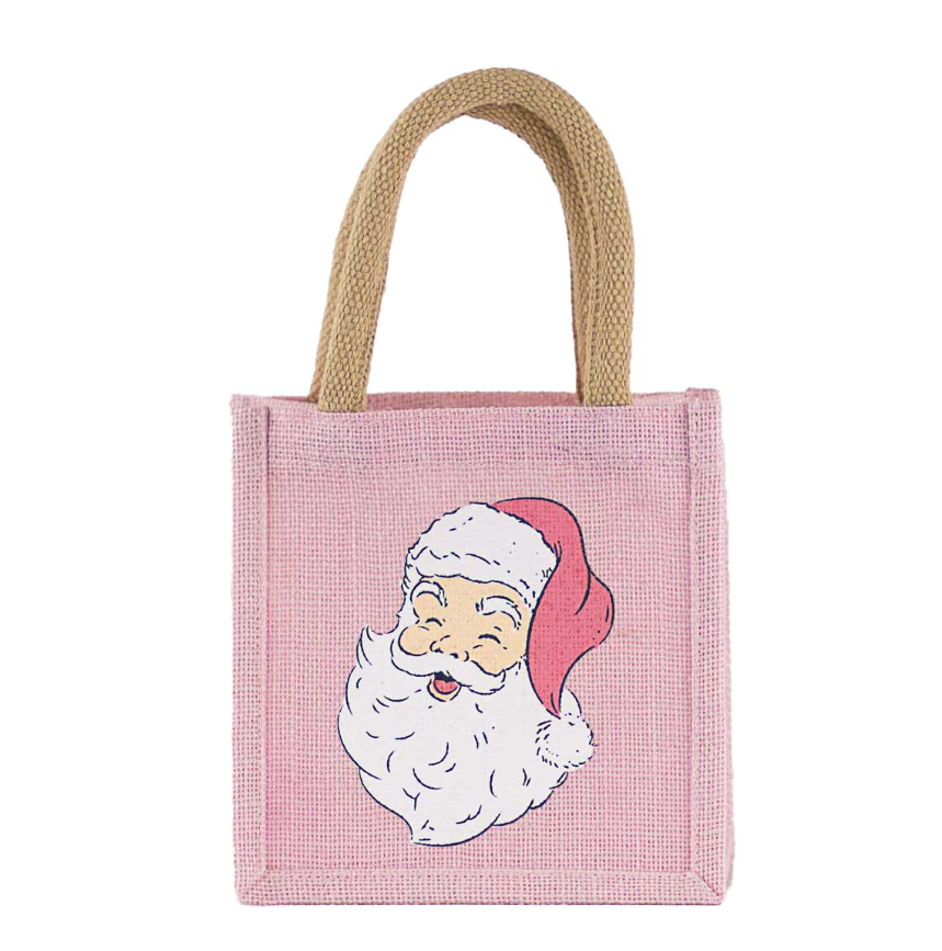 Christmas Pink Santa Mini Gift Tote