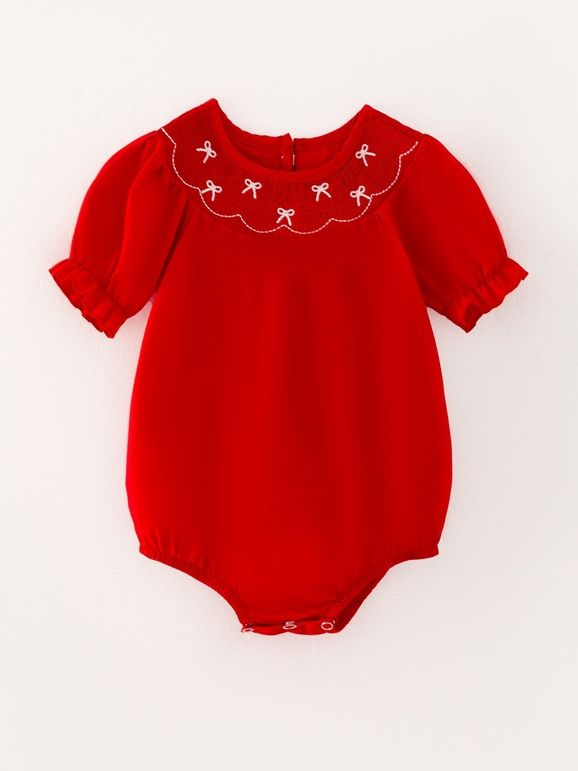 Childrens Red Bubble with White Bows, Size: 3 Month