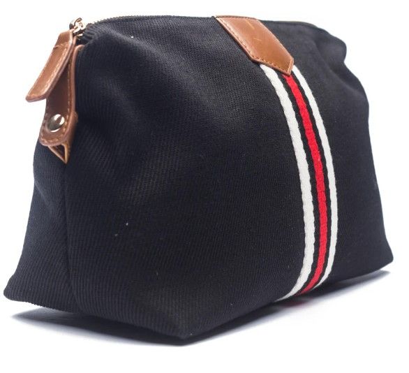 Brouk Stripped Toiletry Bag, Brouk Toiletry Bag: Black w/ Red Stripe