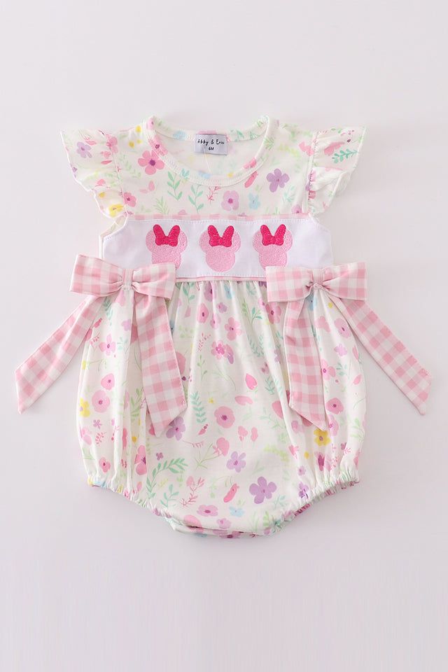 Children's Pink Floral Mickey Mouse Bubble, Children's Pink Floral Mickey Mouse Bubble: 6 month