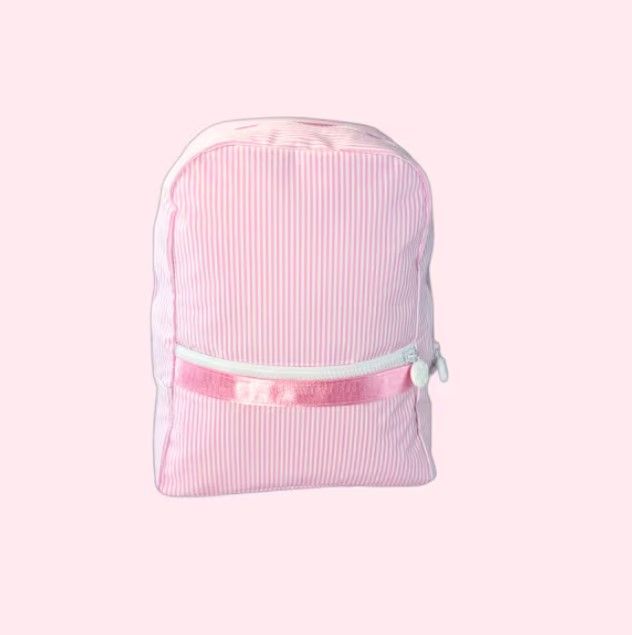 Mint Brand Backpack - Glossy, Mint Brand Backpack - Glossy: Light Pink Seersucker