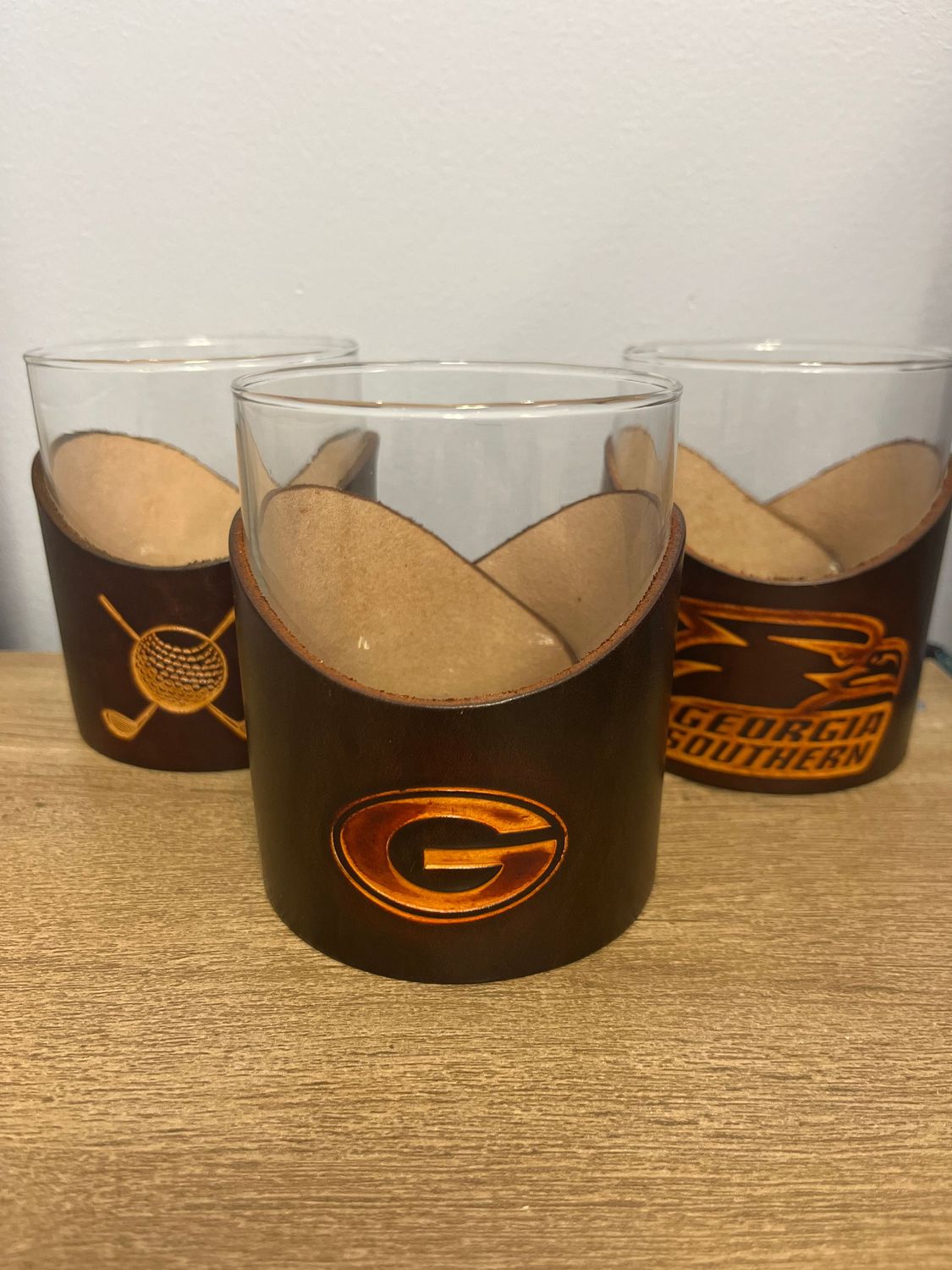 Lindy Leather Lowball Glass, Lowball Style: UGA