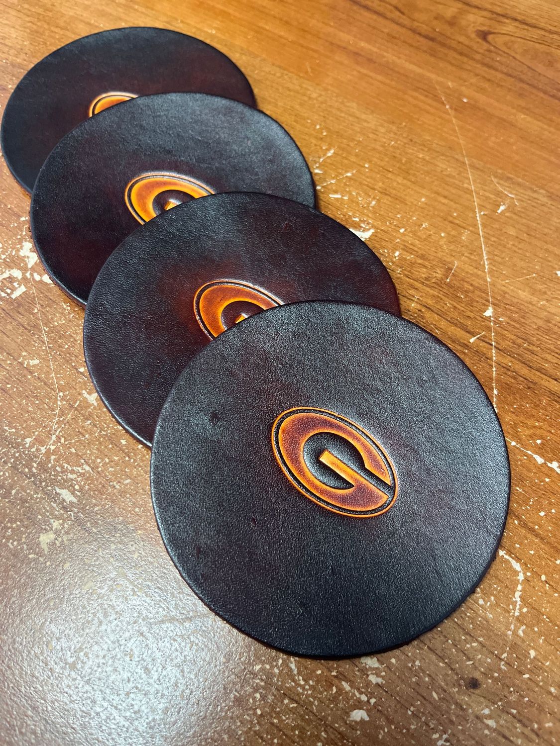 Lindy Leather Set of 4 Coasters, Coasters: UGA