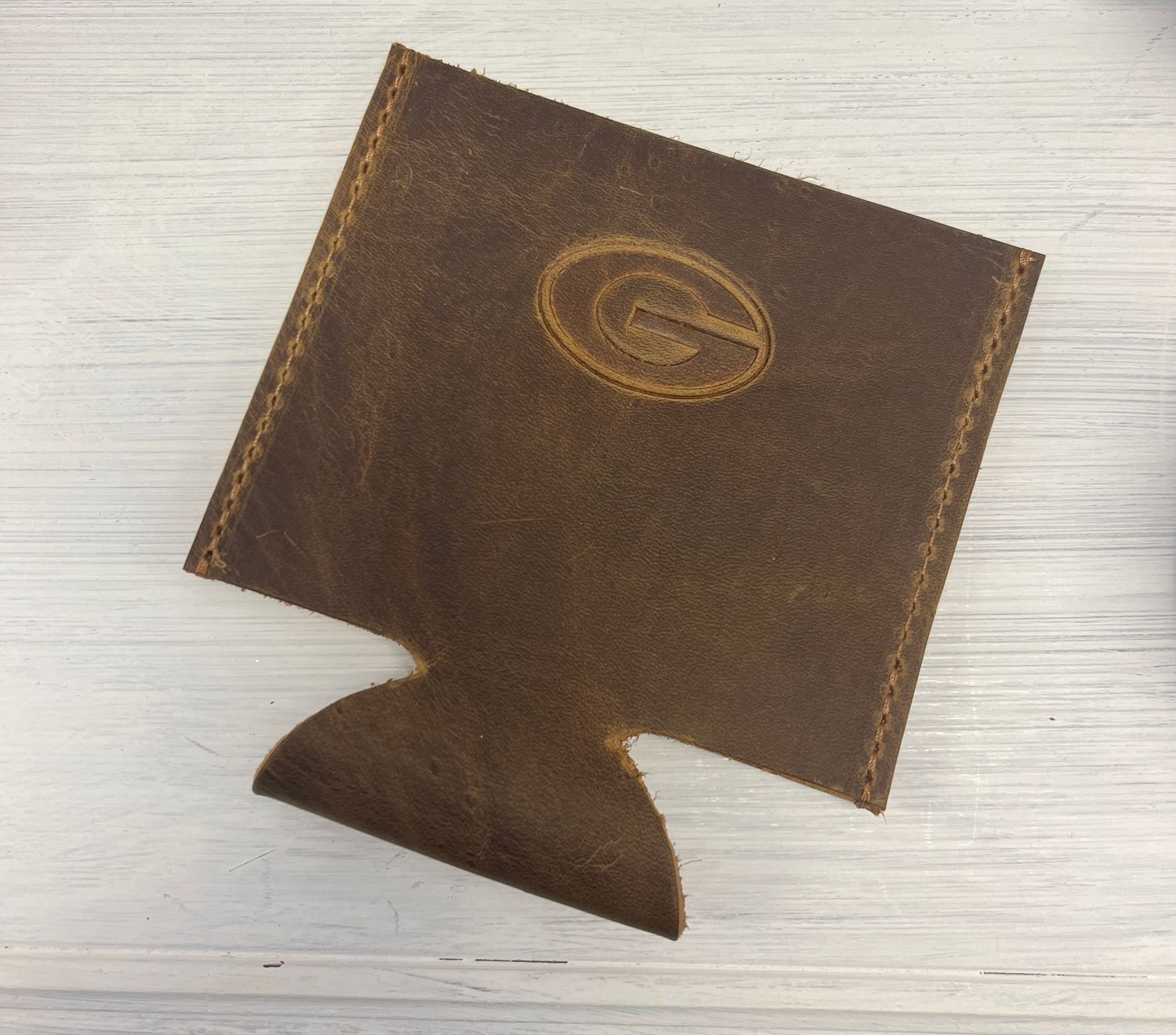 Lindy Leather - Can Koozie - Hand Sewn, Koozie - Hand Sewn: UGA