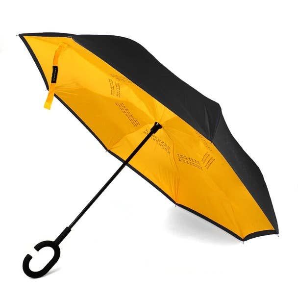 Umbrella - Inverted Double Layered, Umbrella Color: Black/Yellow