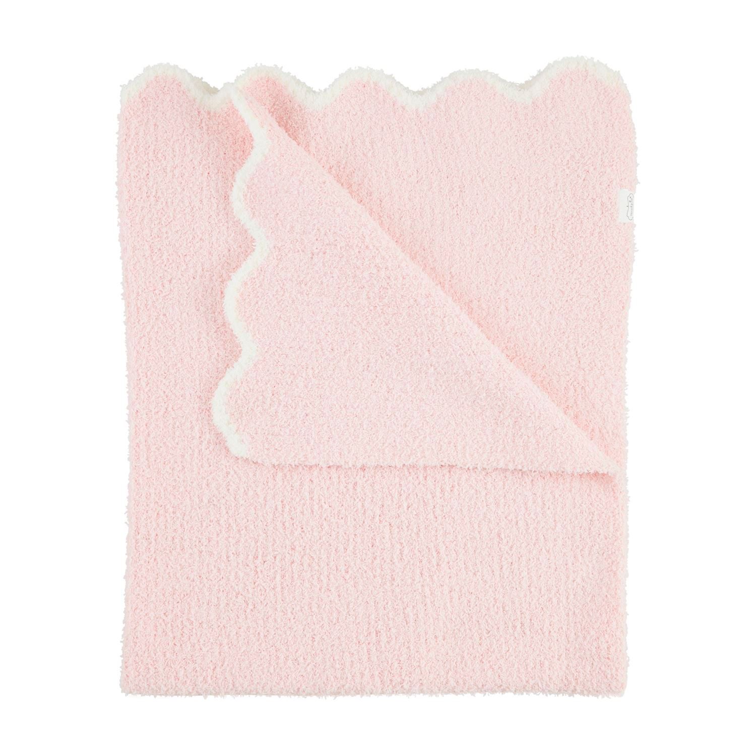 Baby Blanket - Scallop Edge, Scallop Baby Blanket Color: Pink with White Trim
