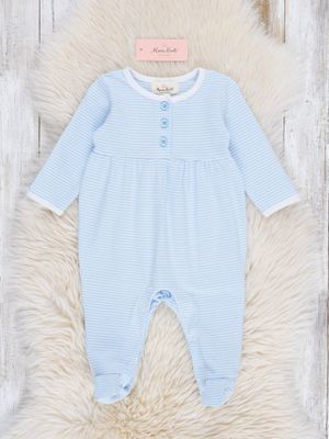 Classic Baby Blue Striped Footed Sleeper Pajamas Classic Baby Blue Striped Footed Sleeper Pajamas