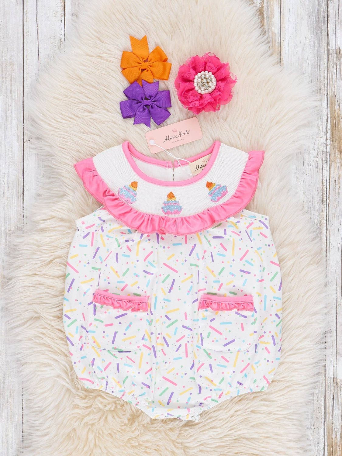 Birthday Sprinkles Smocked Ruffle Bubble