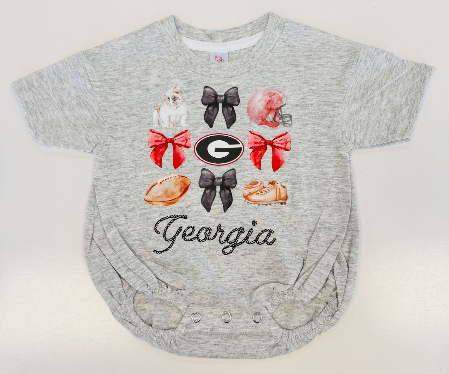 Baby UGA T-Shirt Bubble, Bubble Design: Grey with Georgia, Bubble Size: 0-3 Months