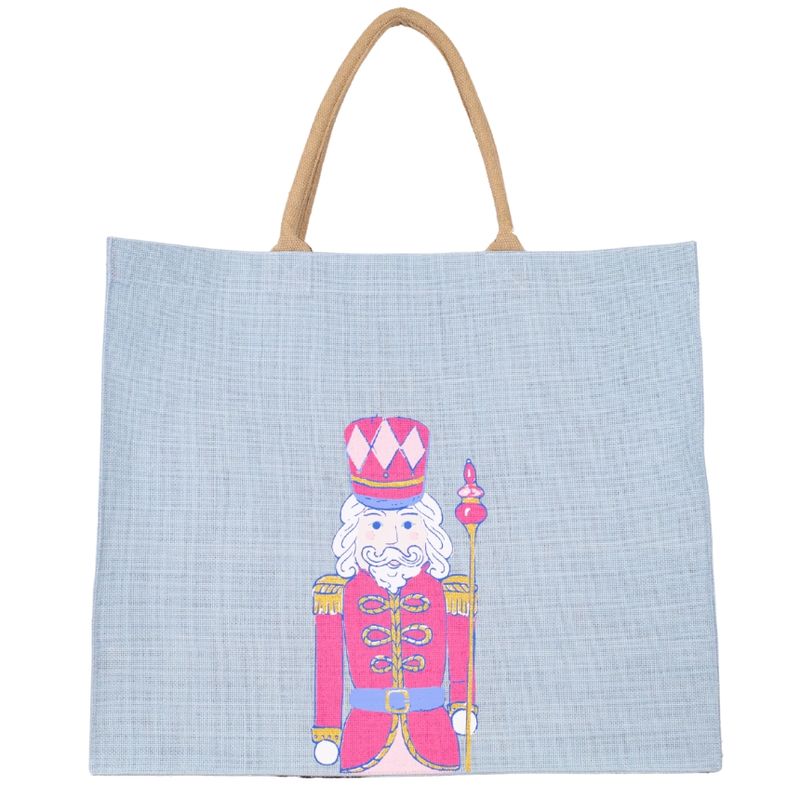Christmas Tote - XL Blue with Pink Nutcracker