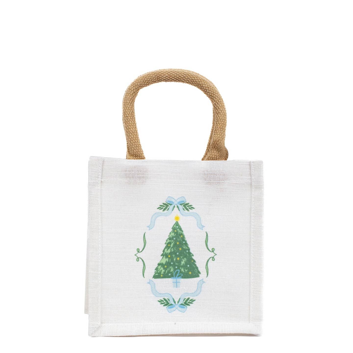 Christmas Tote - Mini White with Christmas Tree