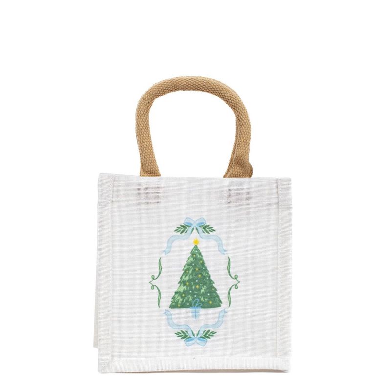 Christmas Tote - Mini White with Christmas Tree