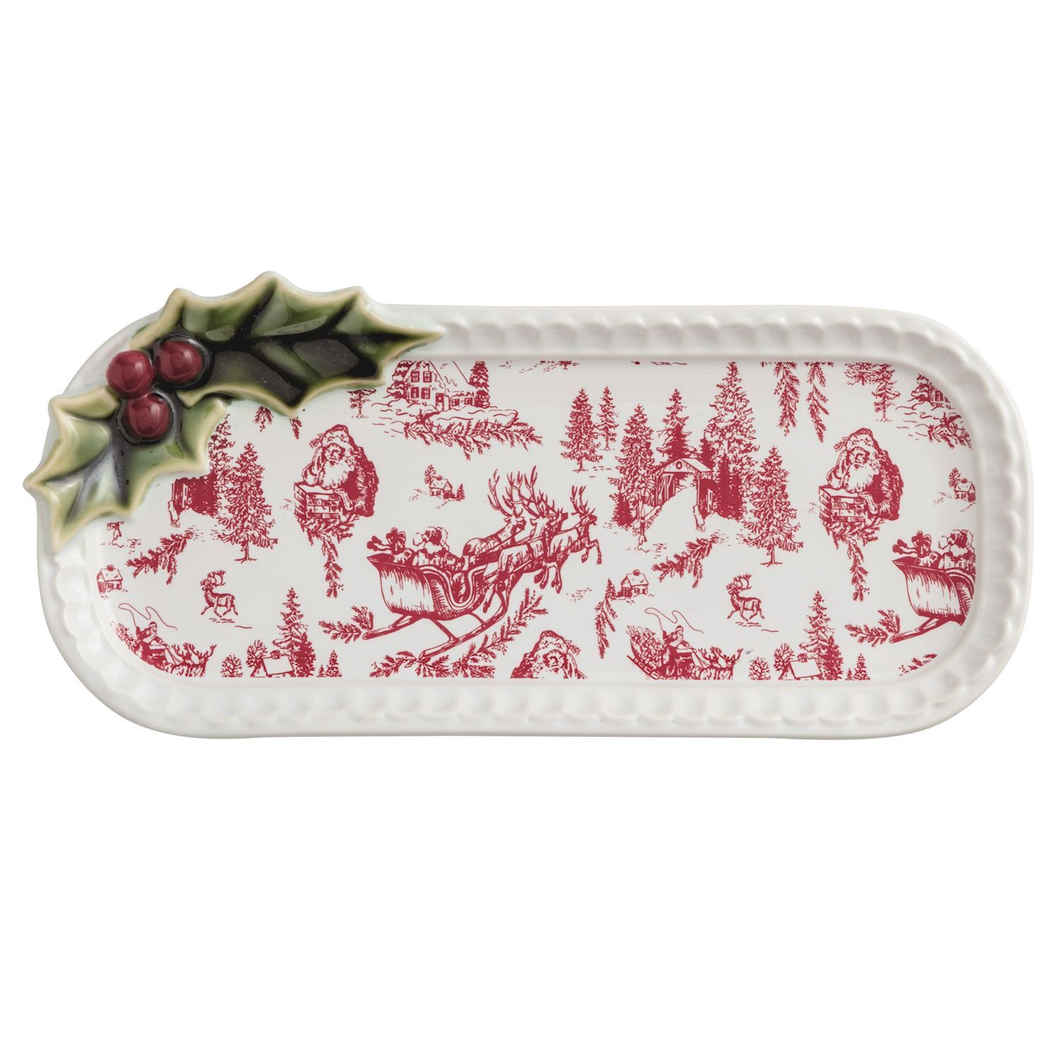 Christmas Red Toile Platter