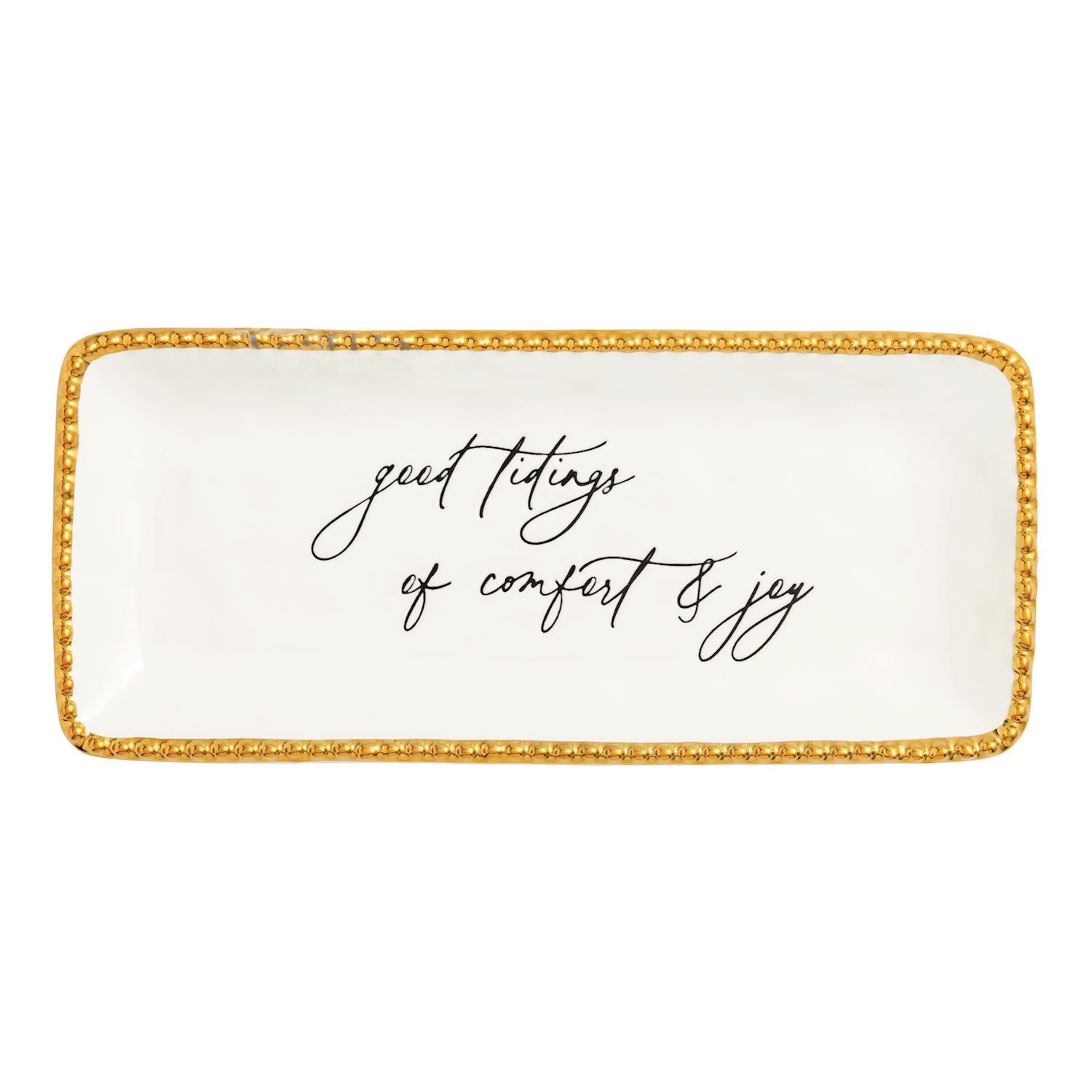 Christmas White/Gold Good Tidings Tray