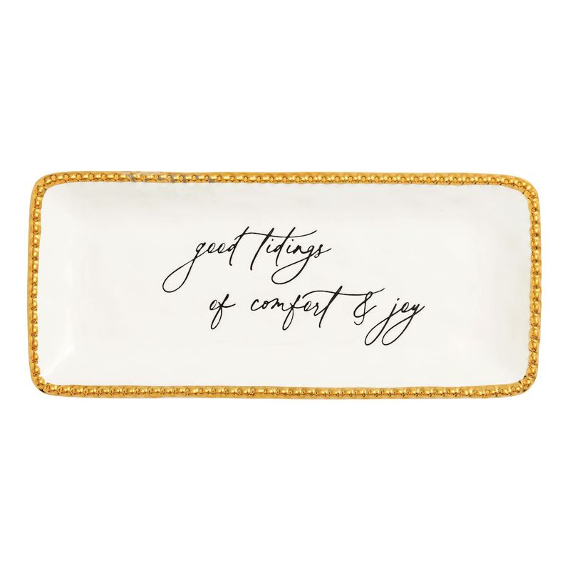 Christmas White/Gold Good Tidings Tray