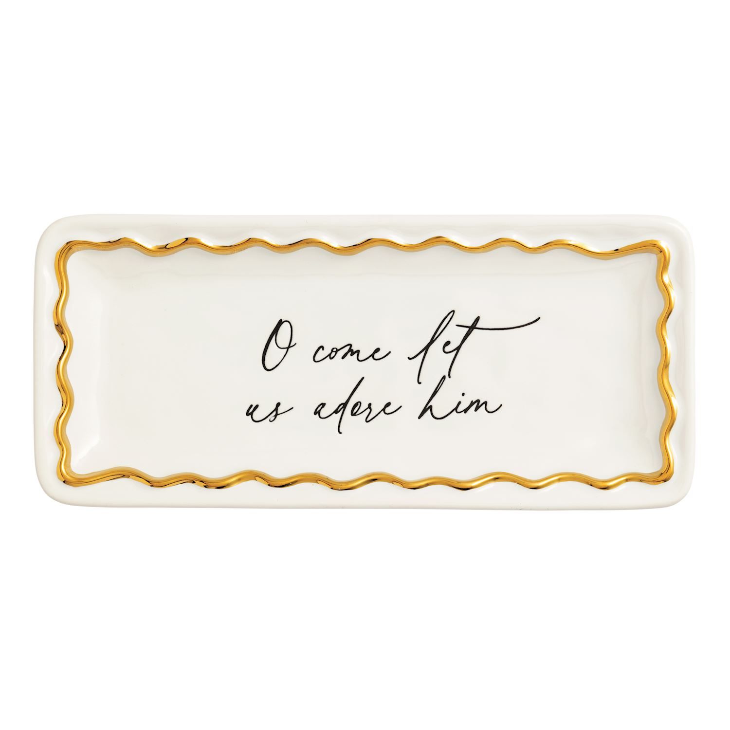 Christmas White/Gold O Come Let us Adore Him Tray