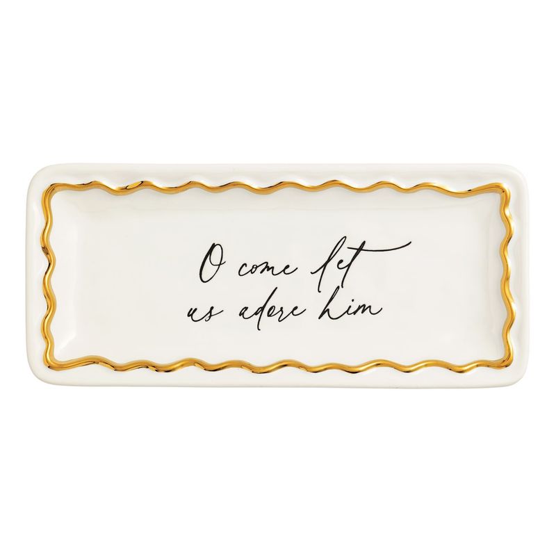 Christmas White/Gold O Come Let us Adore Him Tray