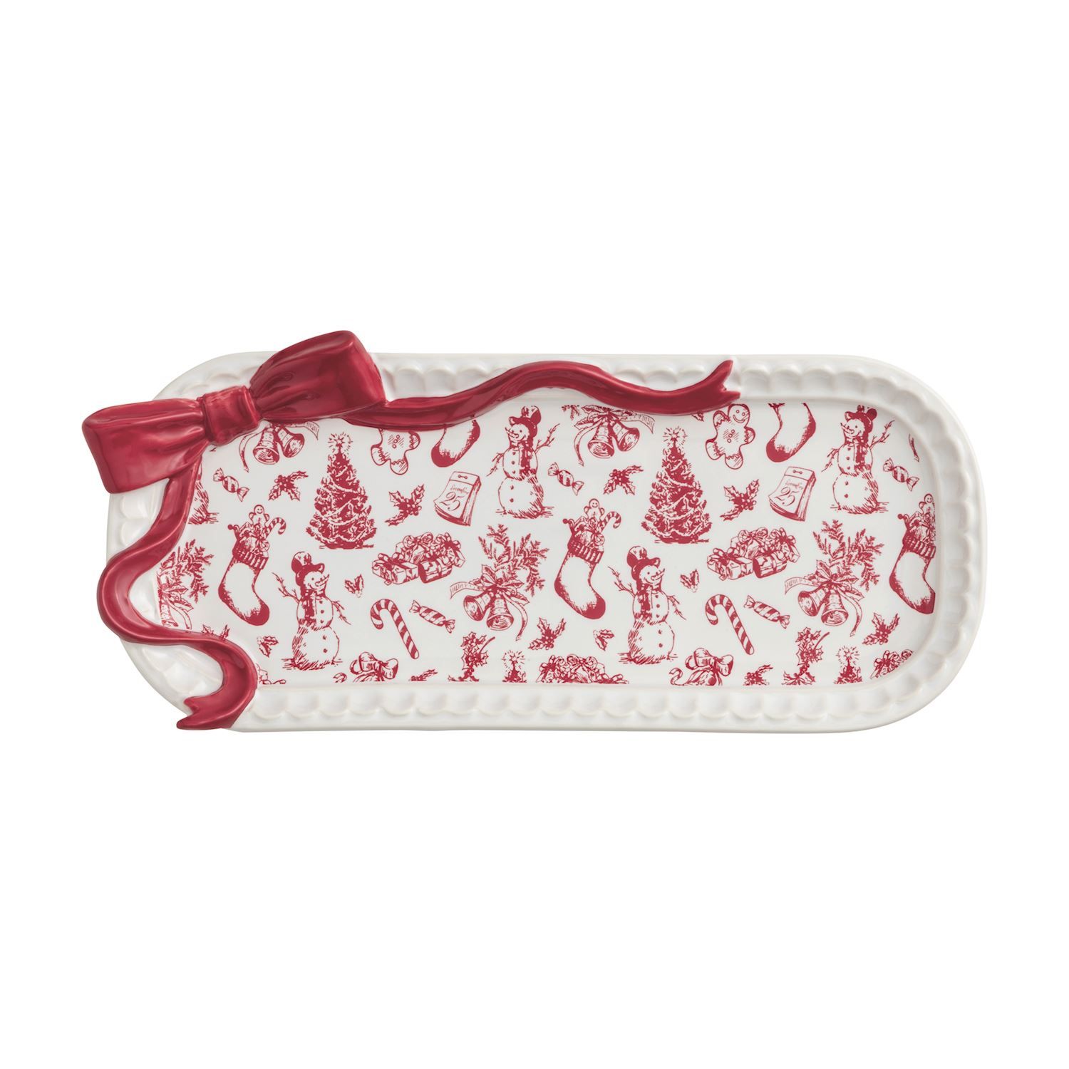 Christmas Red Toile Platter