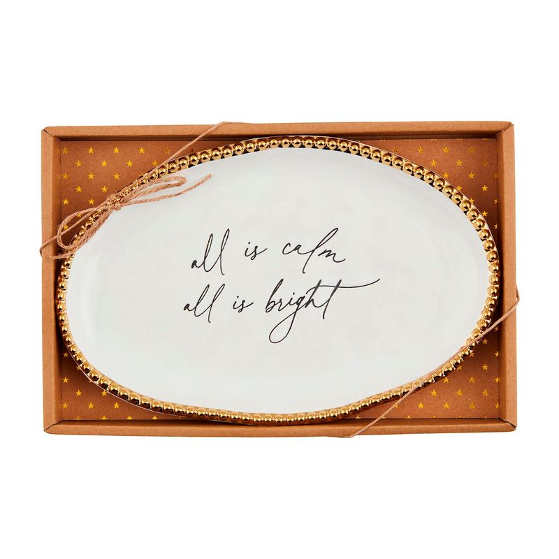Christmas White/Gold All Is Calm Tray