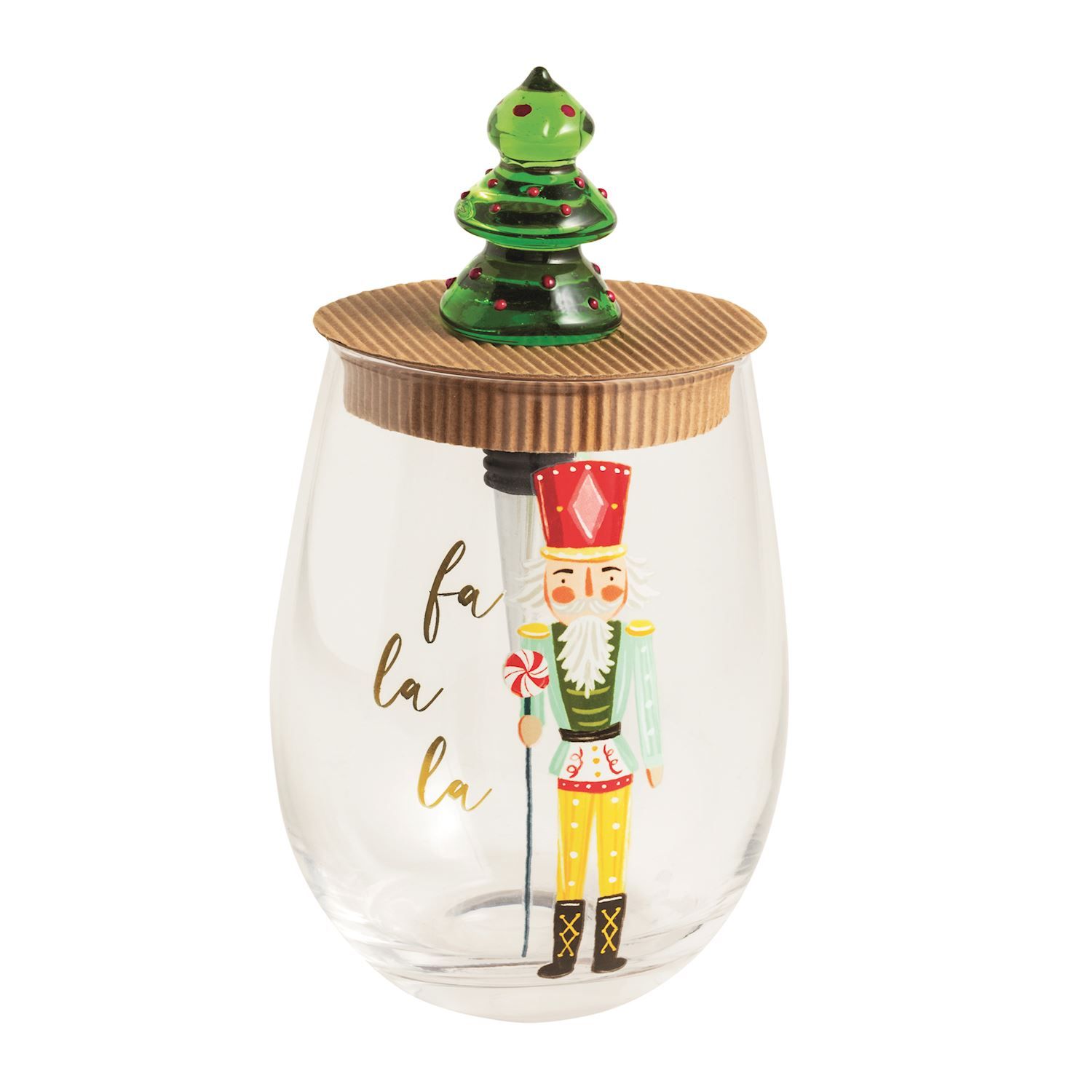 Christmas Nutcracker Wine Glass + Stopper
