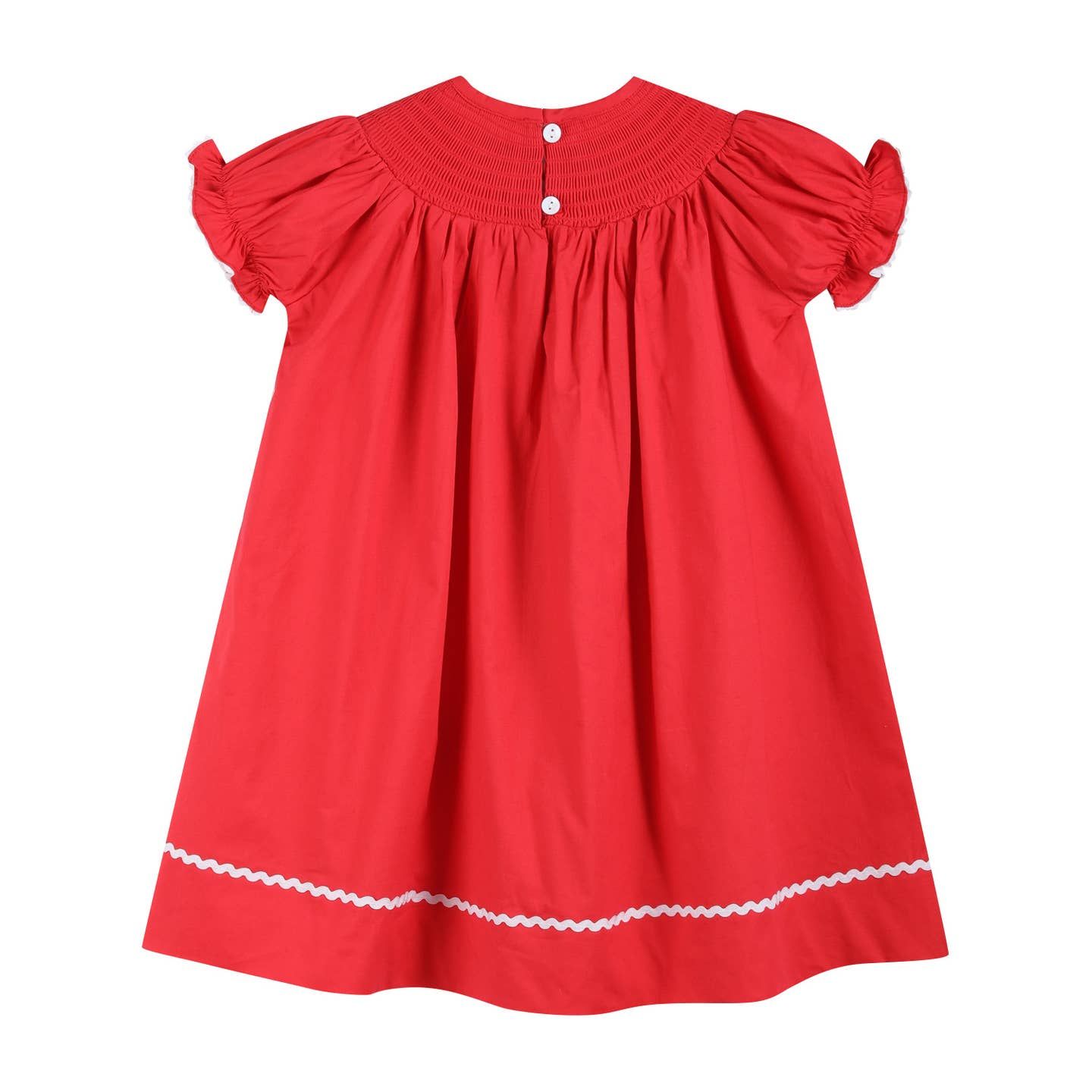 Christmas Children's Red Dress with White Santa's Sleigh