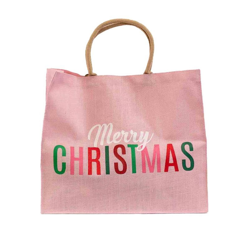 Christmas Tote - XL Pink Merry Christmas