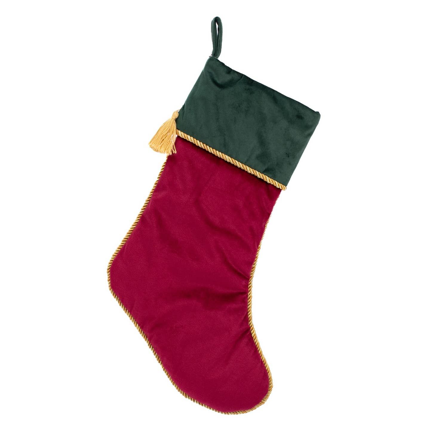 Christmas Stocking - Red with Green Top/Gold Tassel