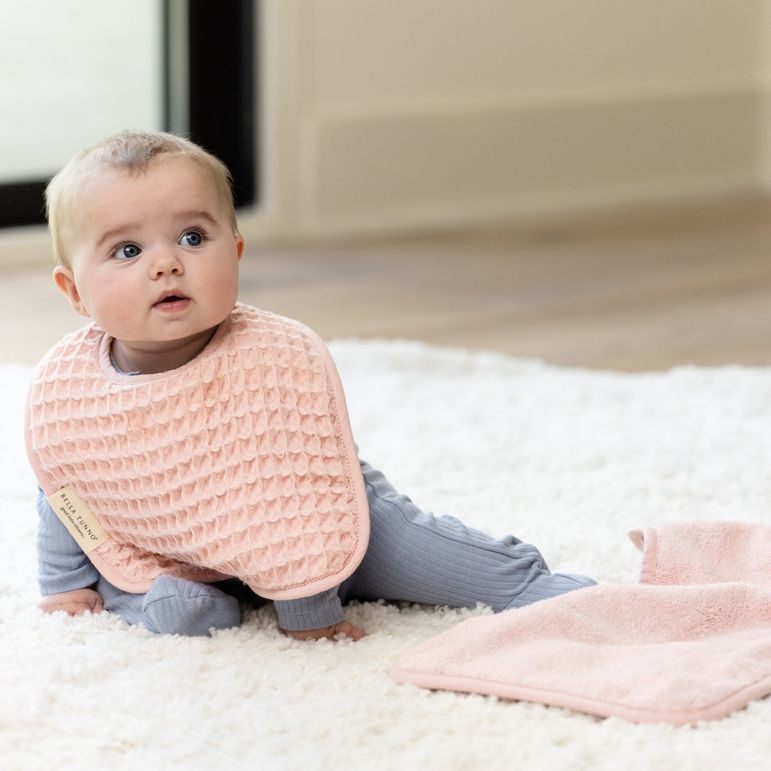 Waffle Weave Baby Bib, Bib Color: Light Pink