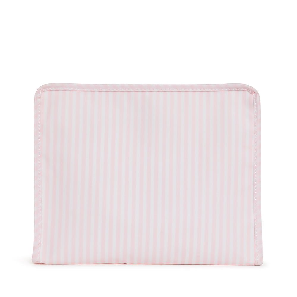 TRVL Roadie Large Zip Pouch, TRVL Roadie Pattern: Light Pink/White Stripe