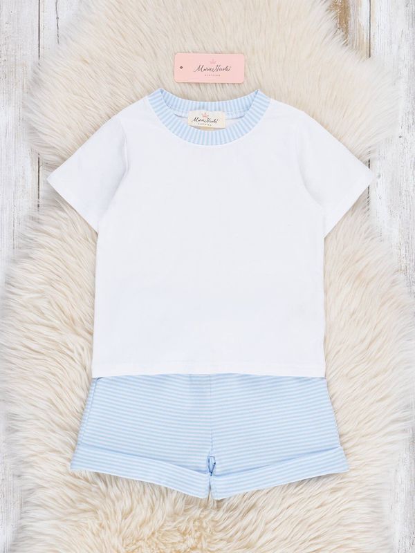 Classic Baby Blue Striped Outfit