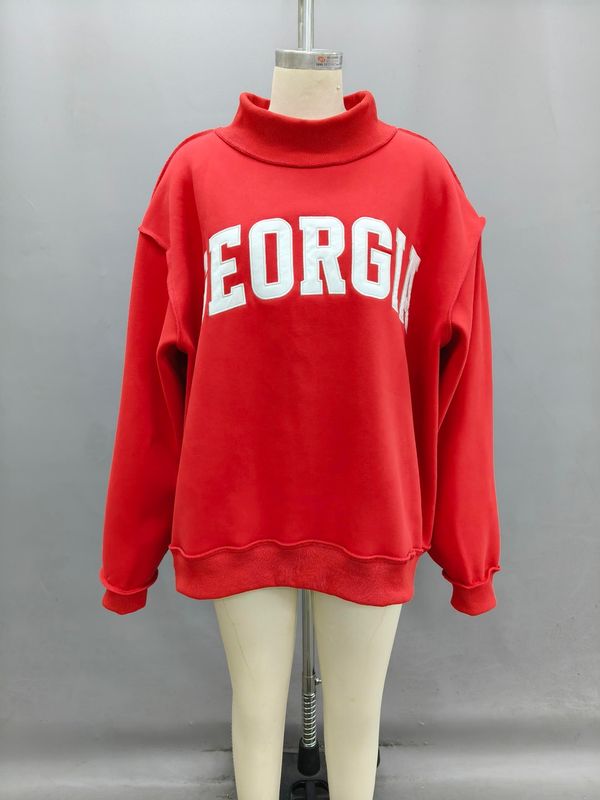 Georgia Sweatshirt - Red Embroidered