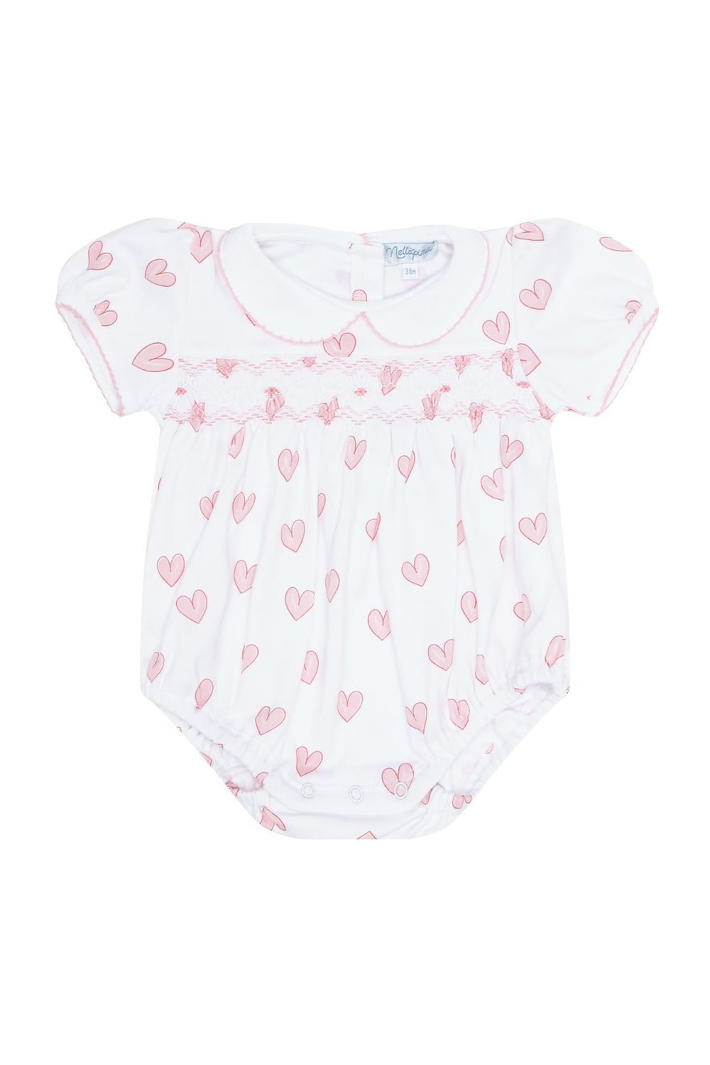 Nellapima Pink Heart Smocked Bubble, Hearts Bubble Size: 3-6 Month