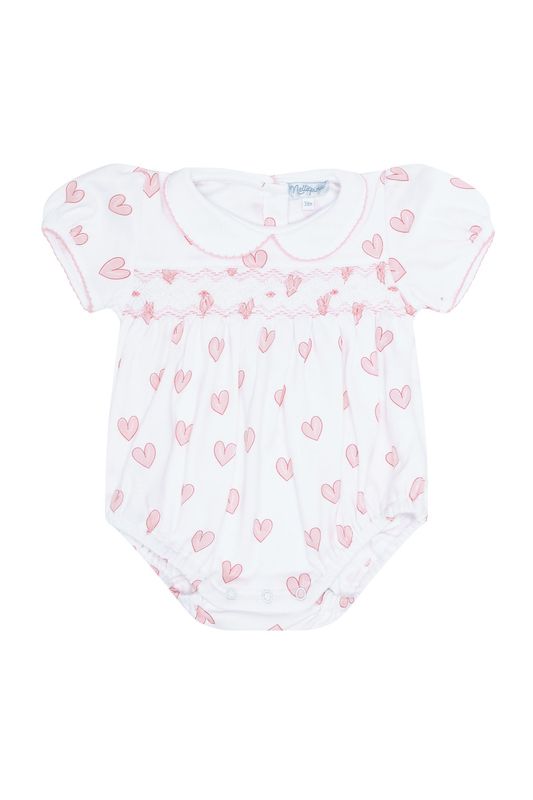 Nellapima Pink Heart Smocked Bubble