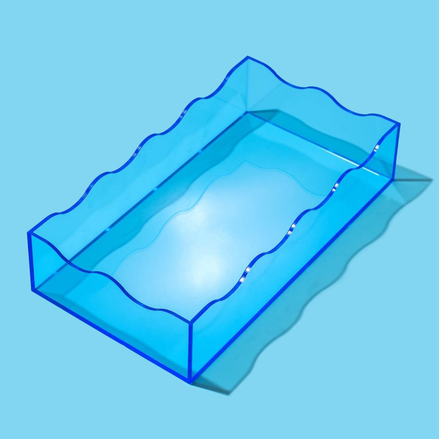 Wavy Acrylic Tray - Rectangle - Blue