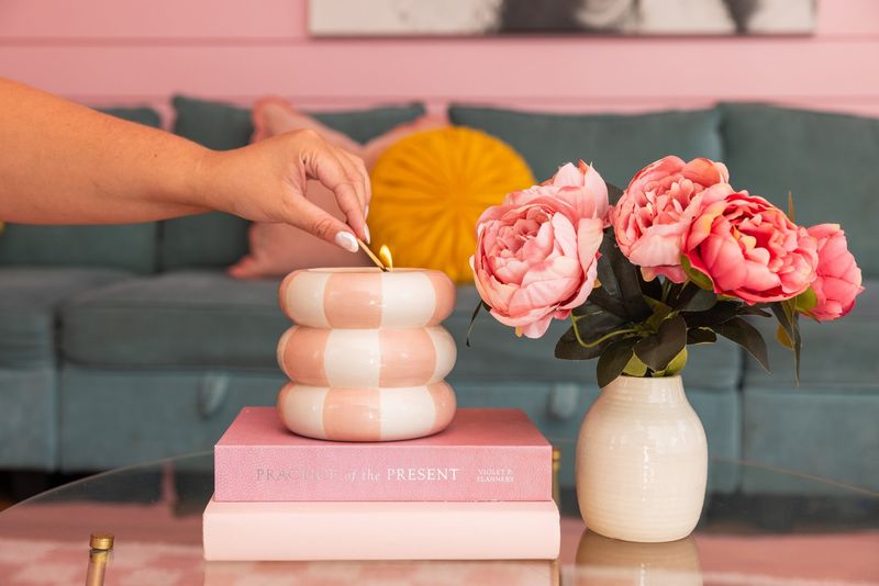 Sweet Grace Pink/White Stripe Candle