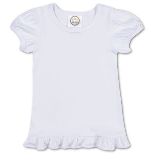 Girls Tee with Ruffled Sleeves Girls Tee with Ruffled Sleeves, Girls Tee Size: 2T, Girls Tee Color: White