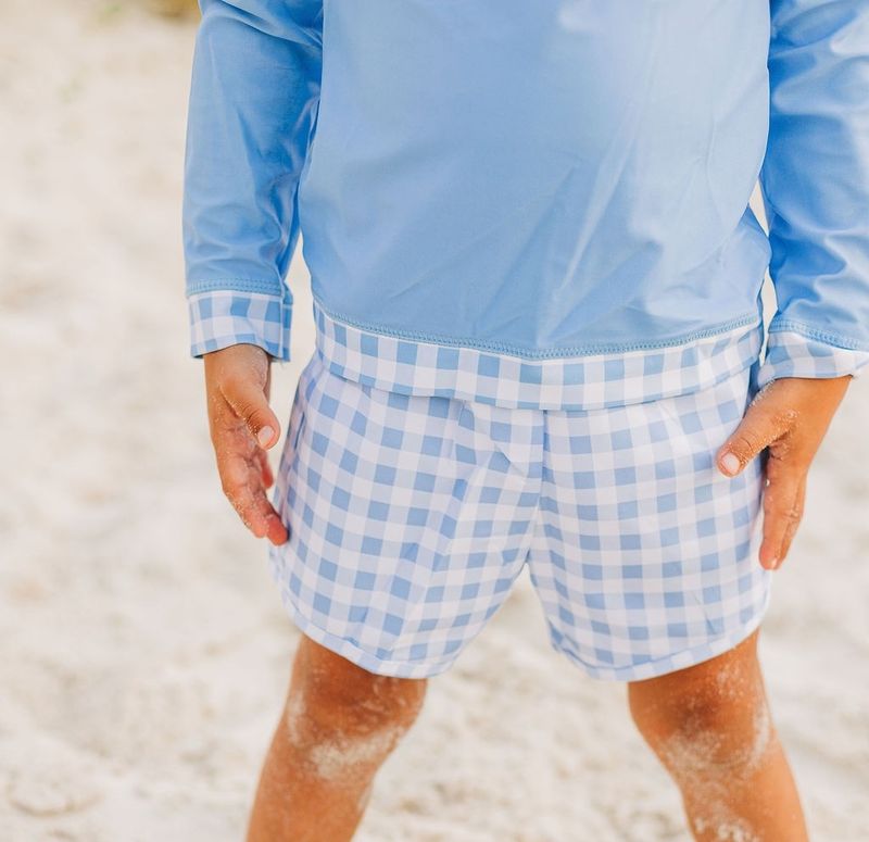 SBC Blue Gingham Swim Shorts